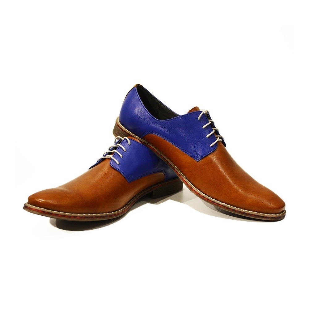 Pre-owned Peppeshoes Modello Flavio - Handmade Italian Brown Oxfords Dress Shoes - Cowhide Smooth Lea