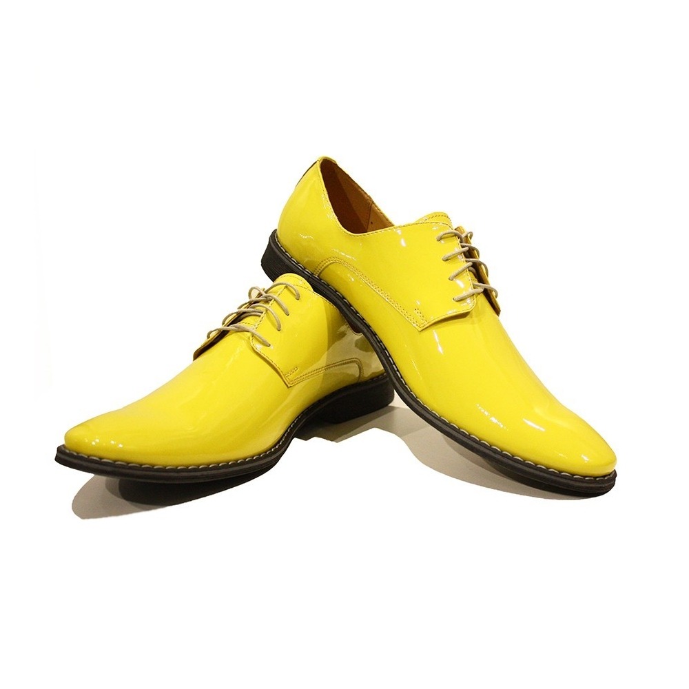 Modelo Pio - Zapatos de vestir Oxford amarillos italianos a mano - Cuero de vaca Patente | eBay