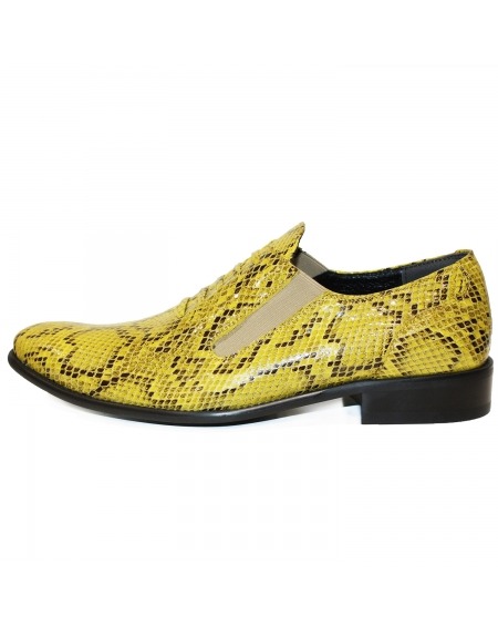 Modello Bucketto - Yellow Slip-On Moccasins Loafers Cowhide Embossed